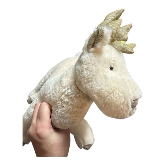 Pier 1 Imports White Gold Gillian Reindeer Deer Plush Soft Toy Stuffed 18" - Picture 7 of 7
